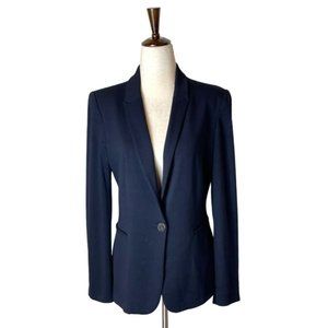 Zara Navy Blue Knit Notch Lapels One Button Blazer Size S